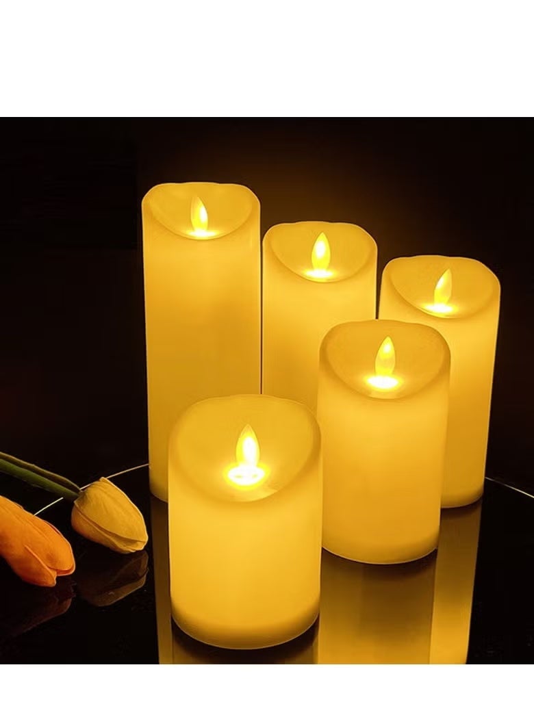 Home auraa 5-Piece LED Flameless Pillar Candle Set – Realistic Flickering Warm White Candles, Battery Operated Safe Home Décor Lights - Image 5
